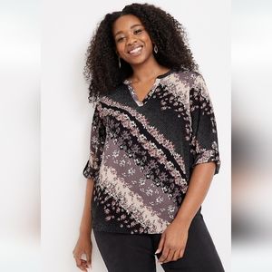MAURICES FLORAL PRINT ATWOOD POPOVER BLOUSE (2X)